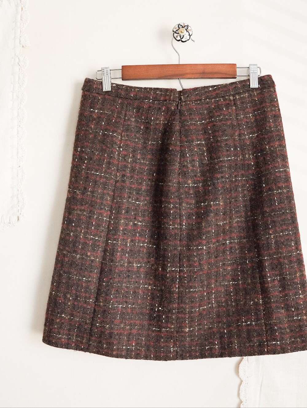 Brooks Brothers Moon British Tweed Wool Blend A-Line Skirt Brown Size 6 - Picture 4 of 11